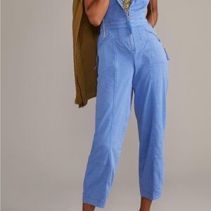 Anthropologie Blue Cropped Jumpsuit